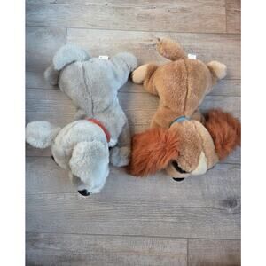 Vintage Disney Store Lady and the Tramp Plush Set 12" Floppy Bean Bag Authentic